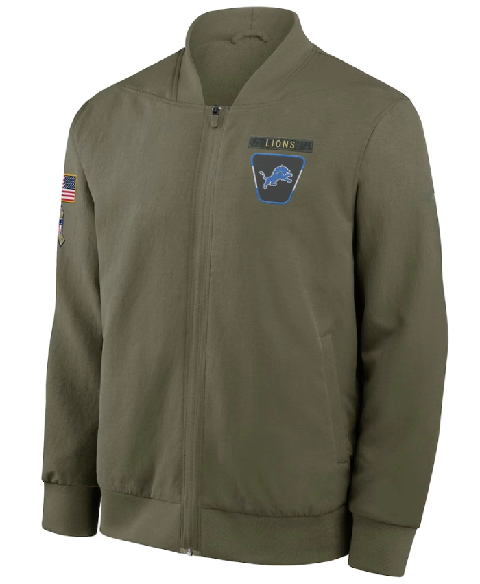 Detroit Lions 2025 Salute To Service Sideline Full Zip Bomber Jacket