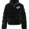 Detroit Lions Cuce Fur Full Zip Black Bomber Jacket