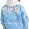 Detroit Lions Light Blue Varsity Bomber Satin Jacket