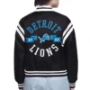 Detroit Lions Printed Logo Varsity Satin Jacket Back