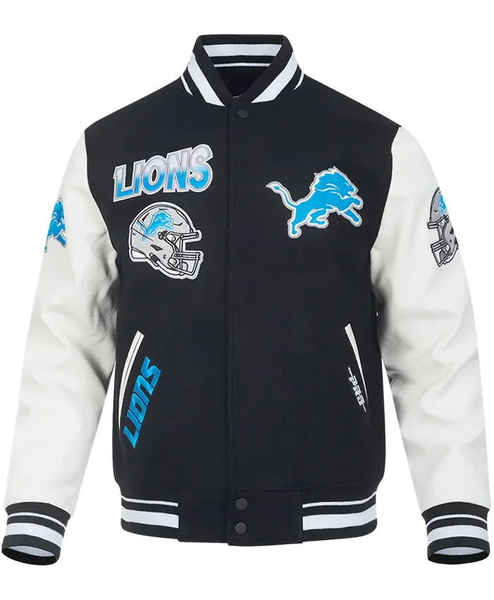 Detroit Lions Pro Standard Black And White Varsity Jacket
