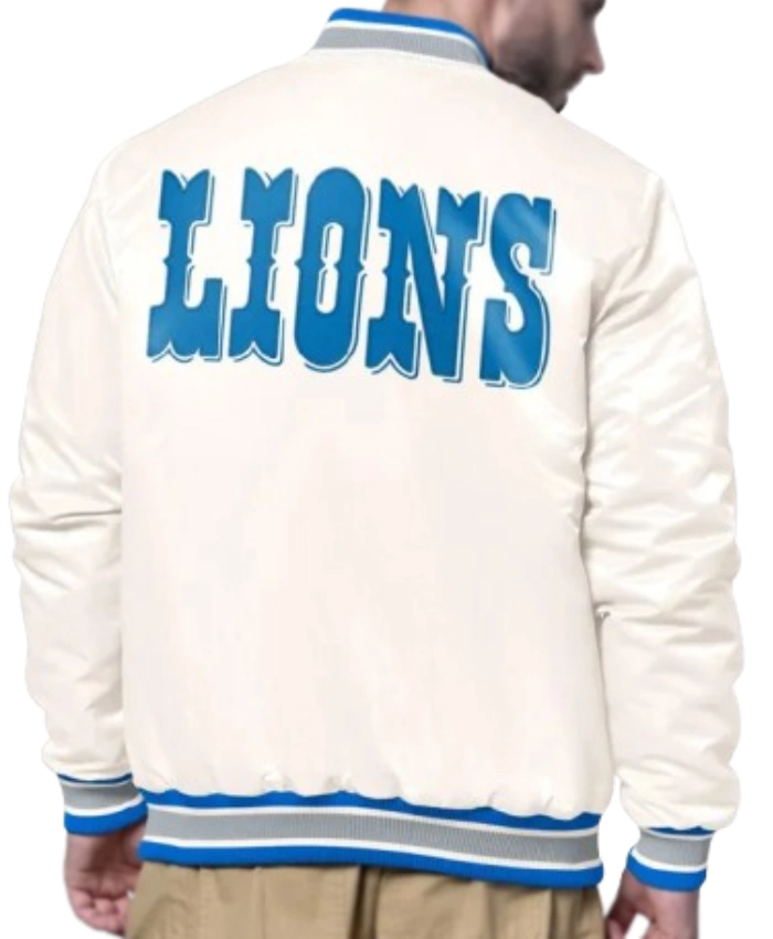 Detroit Lions Shock Wave Light Cream Satin Jacket