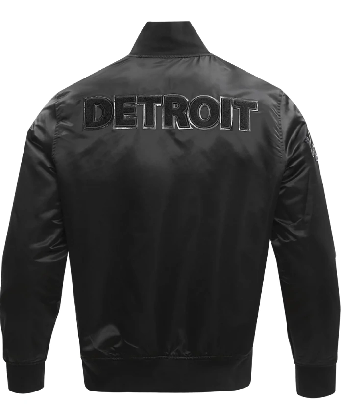 Detroit Lions Triple Black Satin Jacket