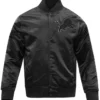 Detroit Lions Triple Black Satin Varsity Jacket For Unisex