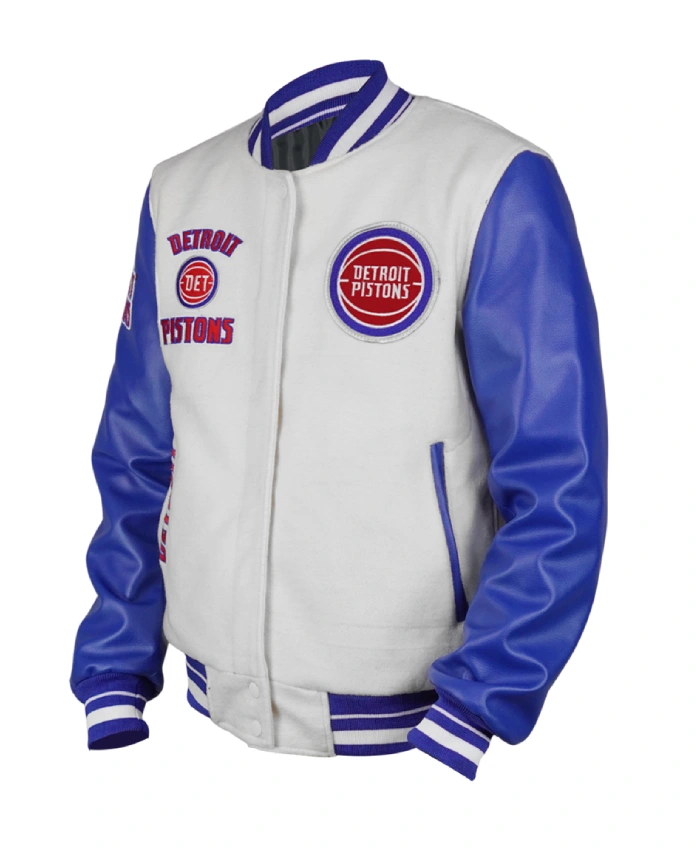 Detroit Pistons Classic Retro Rib Letterman Jacket For Sale
