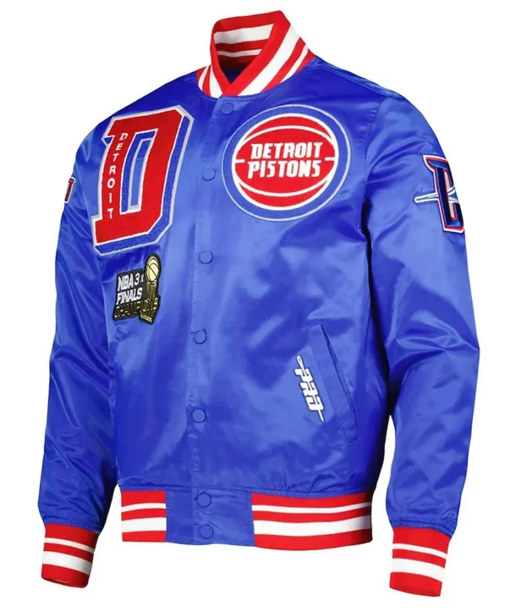 Detroit Pistons Finals 3x Champions Mash Up Capsule Royal Satin Jacket