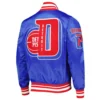 Detroit Pistons Finals 3x Champions Mash Up Capsule Royal Satin Jacket Back