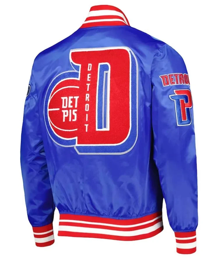 Detroit Pistons Finals 3x Champions Mash Up Capsule Royal Satin Jacket Back