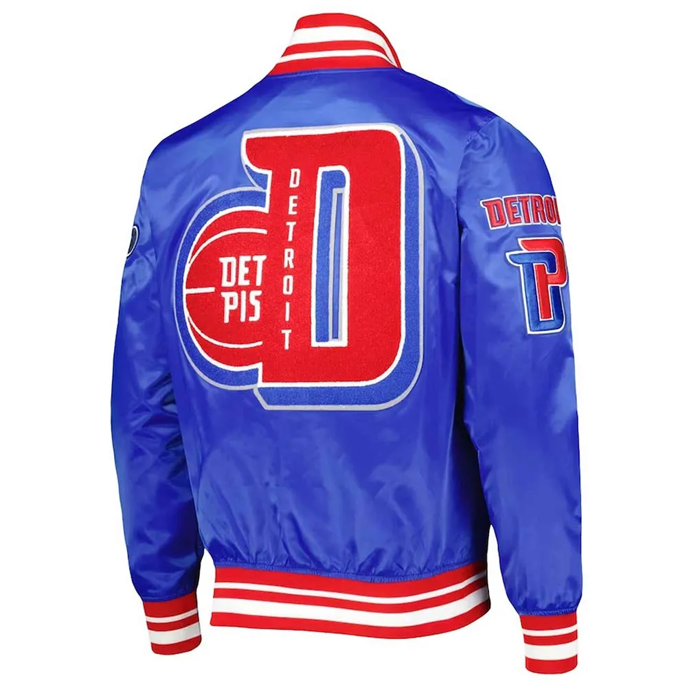 Detroit Pistons Finals 3x Champions Mash Up Capsule Royal Satin Jacket Back