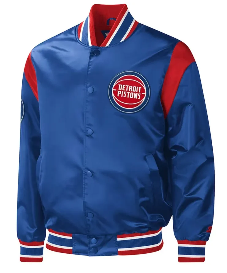 Detroit Pistons Force Play Varsity Satin Blue Jacket