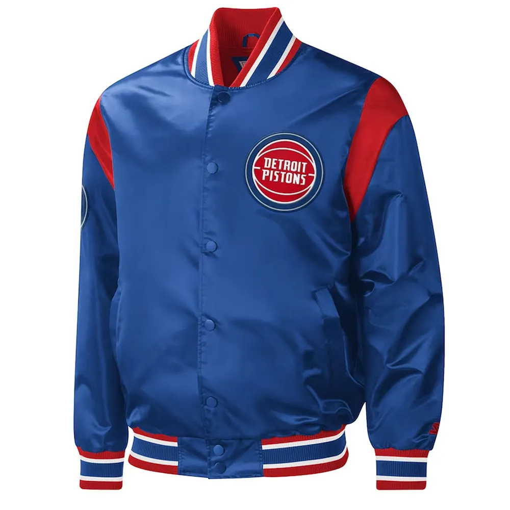 Detroit Pistons Force Play Varsity Satin Blue Jacket
