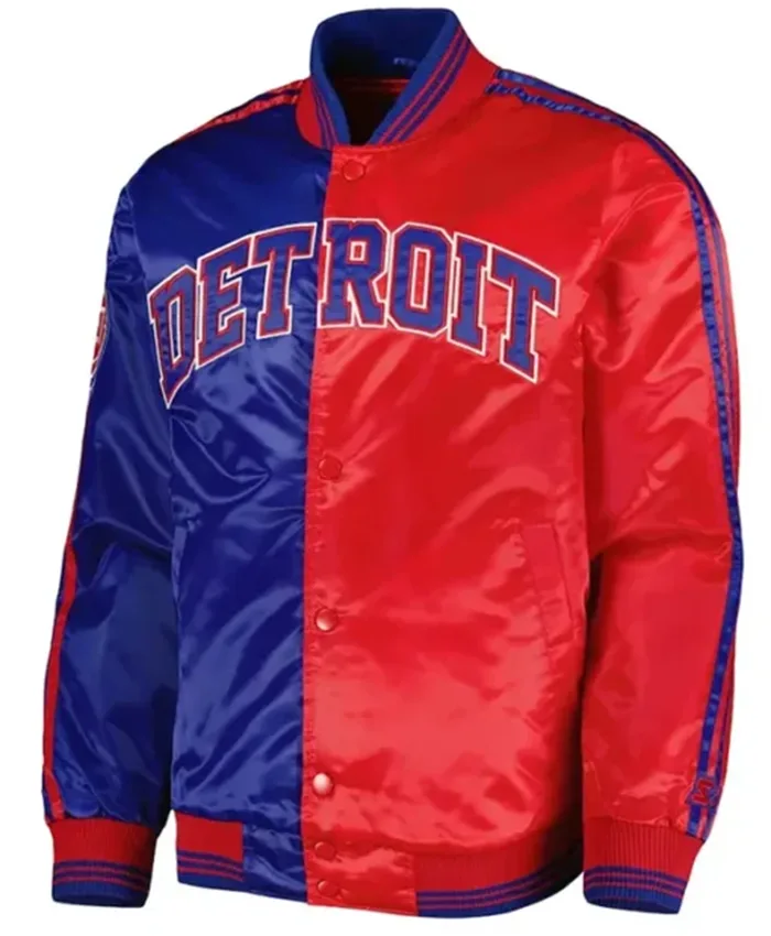 Detroit Pistons Royal And Red Fast Break Varsity Jacket