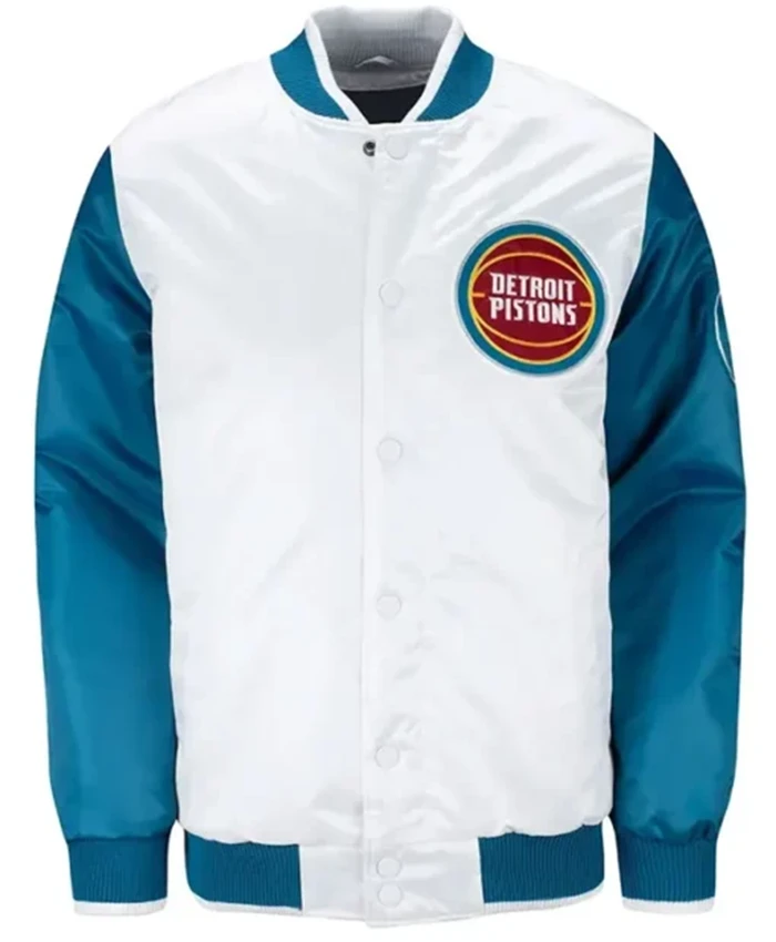 Detroit Pistons Ty Mopkins Teal And White Varsity Jacket
