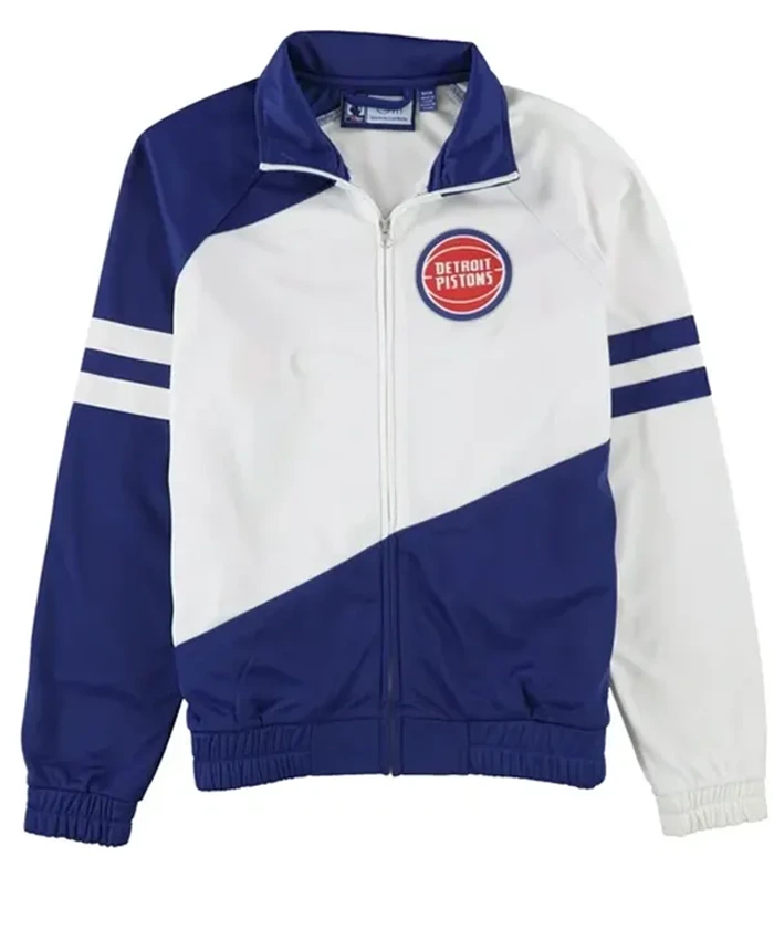 Detroit Pistons White And Blue Track Jacket