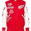 Detroit Red Wings Animal Patches Red And White Varsity Jacket