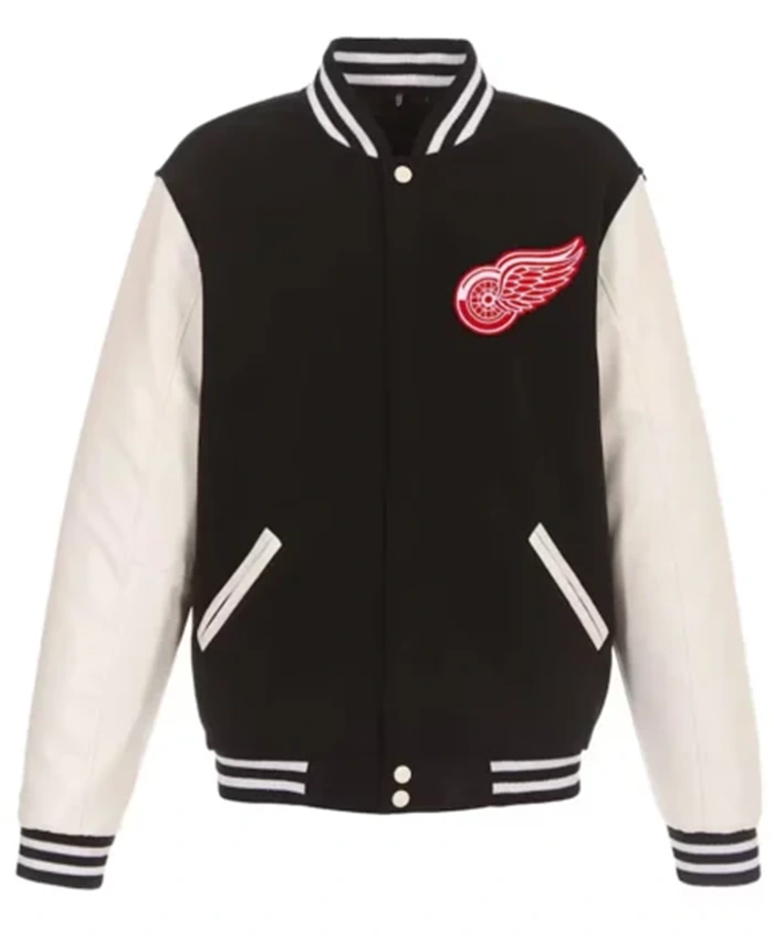 Detroit Red Wings Black And White Varsity Jacket