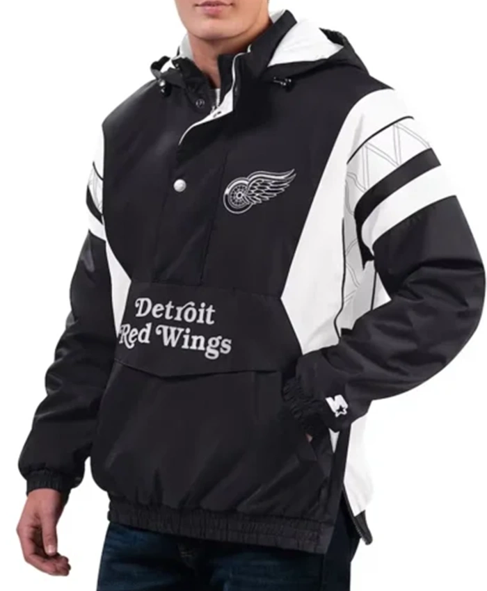 Detroit Red Wings Home Team Half Zip Hooded Jacket