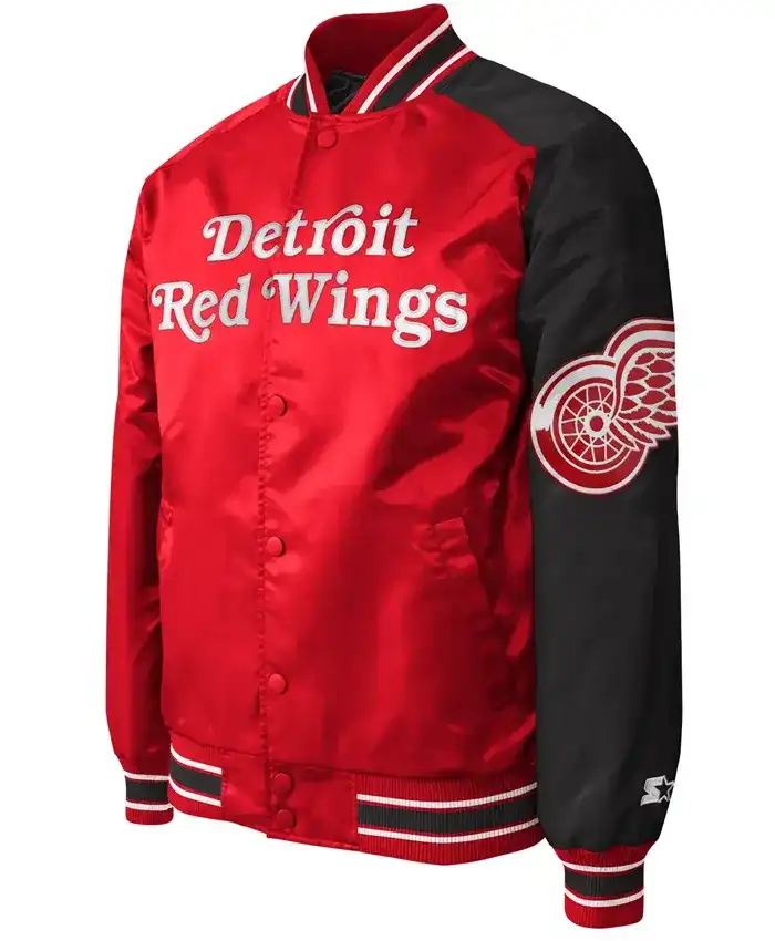 Detroit Red Wings Red And Black Varsity Bomber Jacket
