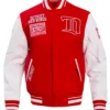 Detroit Red Wings Retro Classic Rib Red And White Varsity Jacket