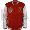 Detroit Tigers American League OrangeOff Full Zip Wool And Leather Varsity Jacket