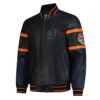 Detroit Tigers Black And Navy Varsity Leather Jacket