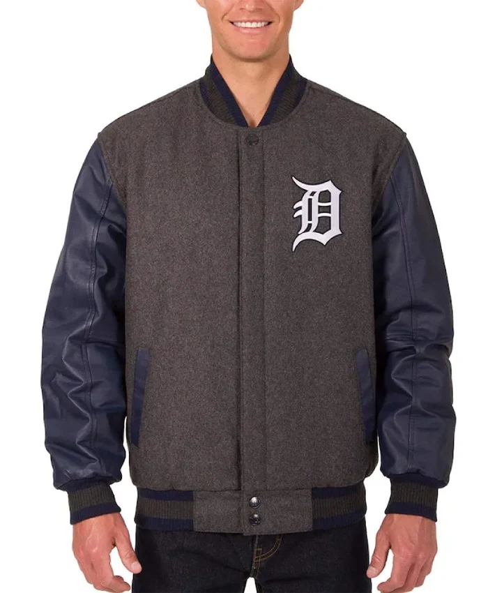 Detroit Tigers CharcoalNavy Varsity Jacket