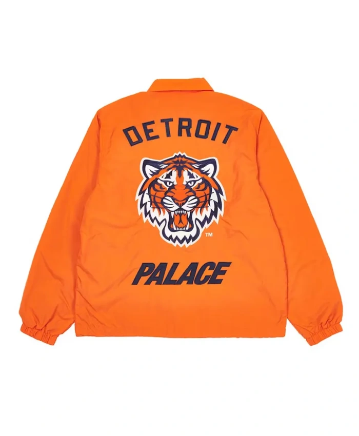 Detroit Tigers Coach NavyOrange Full Snap Orange Jacket