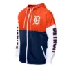 Detroit Tigers Color Block NavyOrange Hoodie Windbreaker