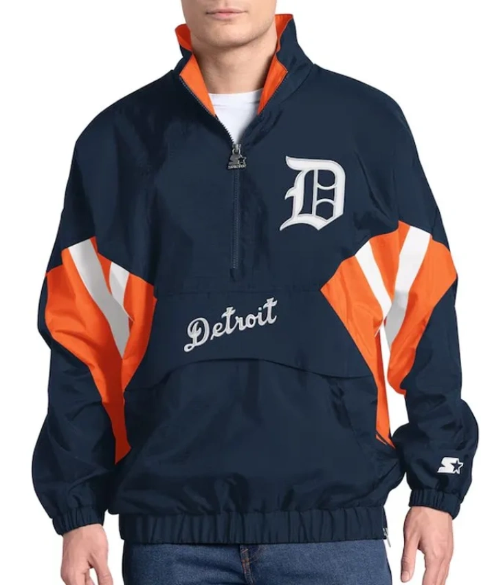 Detroit Tigers Cooperstown Chief Navy Half Zip Pullover