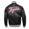 Detroit Tigers Diy Pick Stitch Classic Rib Full Snap Satin Black Jacket