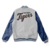 Detroit Tigers Full Snap Grey And Blue Full Snap WoolLeather Varsity Jacket