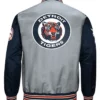Detroit Tigers Gray And Navy Satin Varsity Jacket