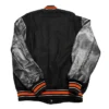 Detroit Tigers Letterman Full Snap WoolLeather Black Jacket