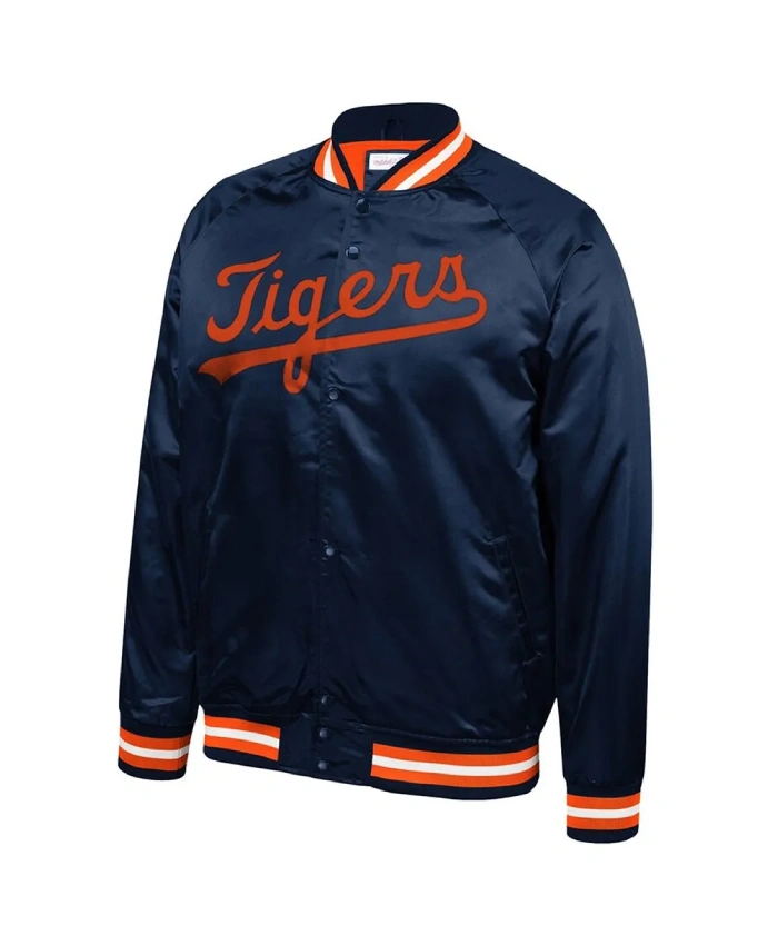 Detroit Tigers Lightweight Navy Satin Jacket