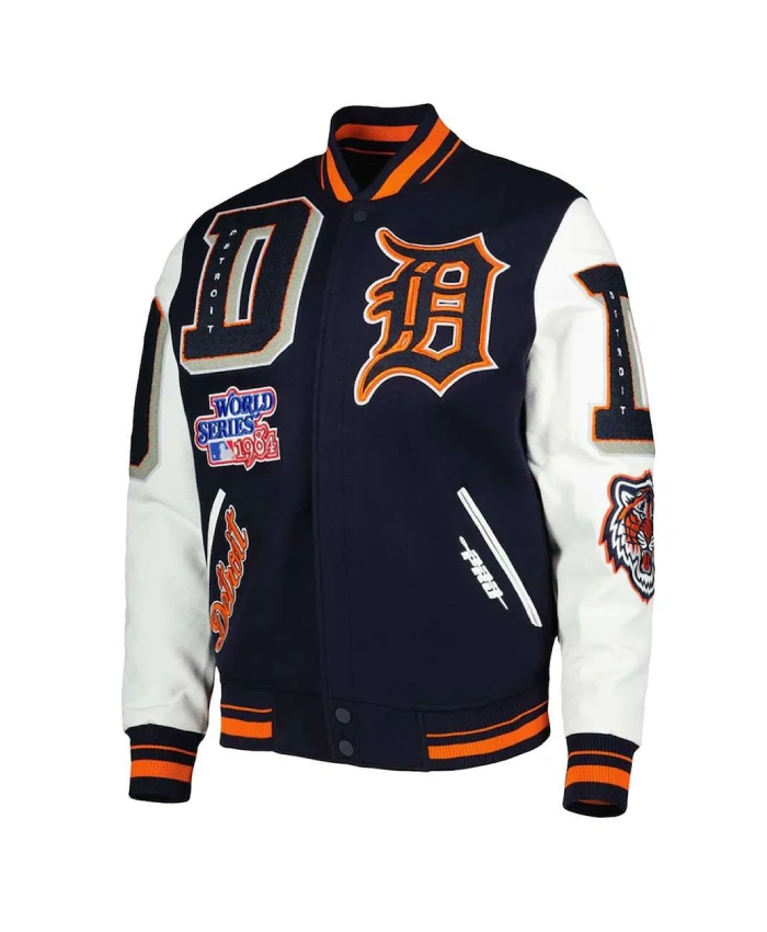 Detroit Tigers Mash Up Navy And White Varsity Jacket