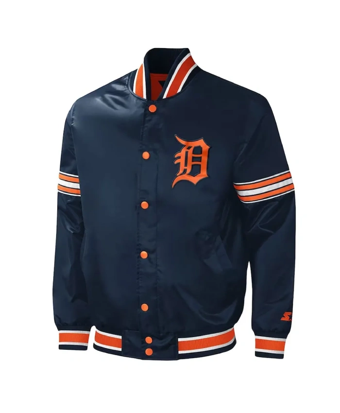 Detroit Tigers Midfield Varsity Navy Satin Jacket