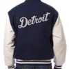 Detroit Tigers Navy Blue And White Full Snap Varsity WoolLeather Jacket