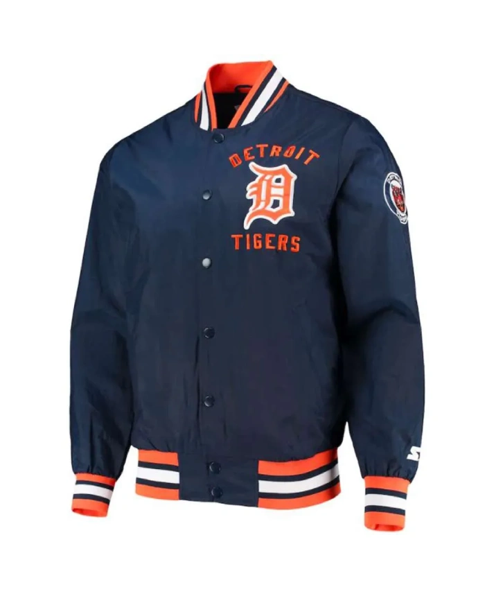 Detroit Tigers Navy Bomber Satin Jacket