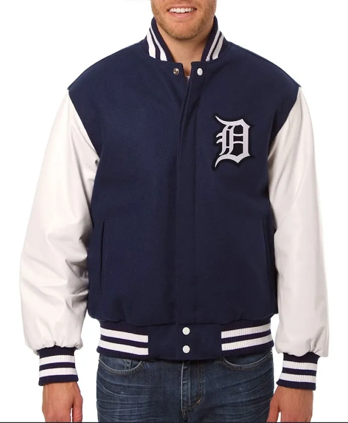 Detroit Tigers Navy And White Varsity Jacket
