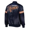 Detroit Tigers Pick Roll Full Snap Satin Navy Jacket
