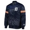 Detroit Tigers Pick Roll Navy Satin Jacket