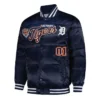 Detroit Tigers Puffer Navy Satin Jacket