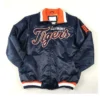 Detroit Tigers Script Full Zip Satin Navy Jacket