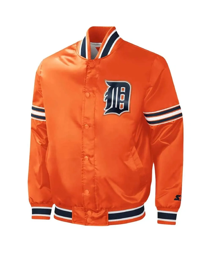 Detroit Tigers Slider Orange Varsity Satin Jacket