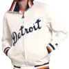 Detroit Tigers The Captain Full Zip Varsity White Satin Jacket For Men And Women