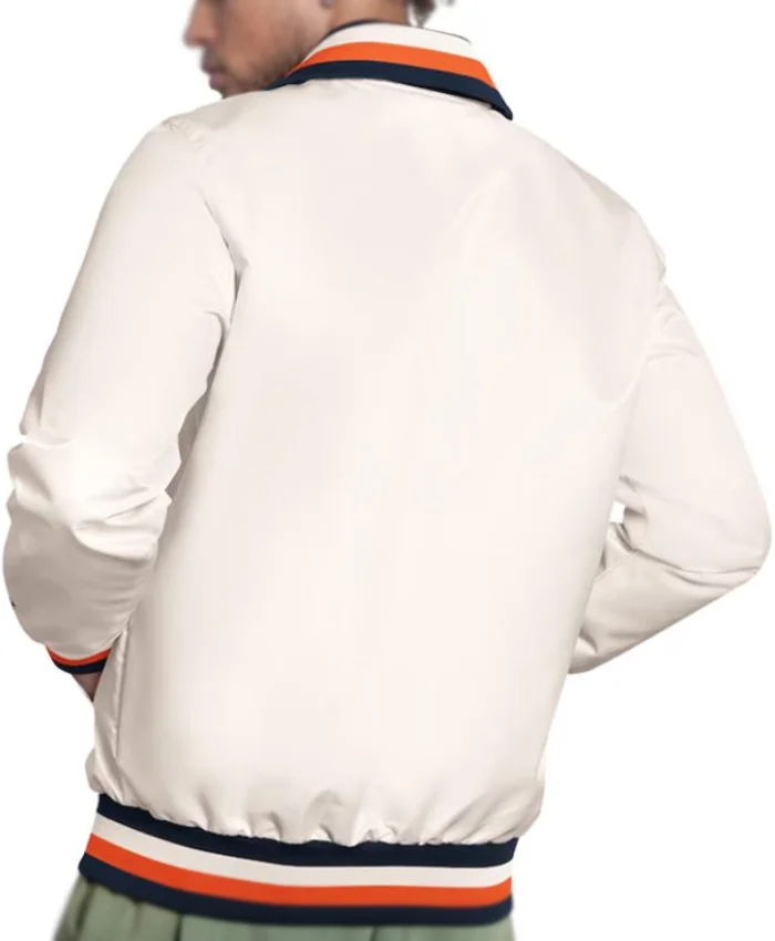 Detroit Tigers The Captain Logo White Varsity Jacket