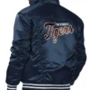 Detroit Tigers Trucker Full Snap Satin Navy Jacket