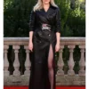 Director Emerald Fennell Wuthering Heights 2026 Black Leather Long Coat