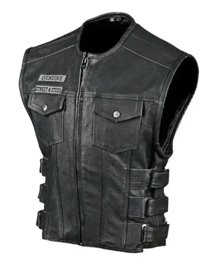 Dorm Street And Steel Anarchy Black Leather Vest