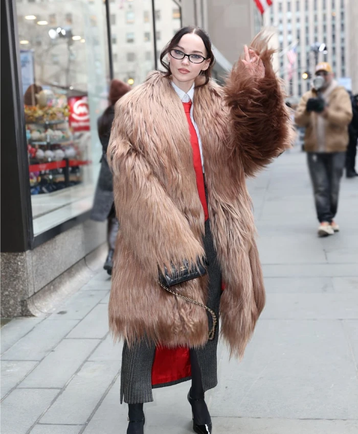 Dove Cameron Today Show Fur Coat - Image 6